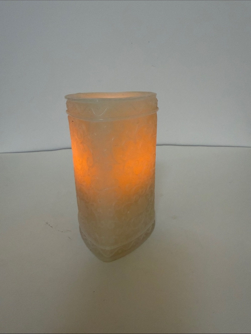 Ivory Flameless Carved Pillar Candle